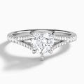 Heart Split Shank Lab Grown Diamond Engagement Ring In 14K White Gold - Lucenjuri