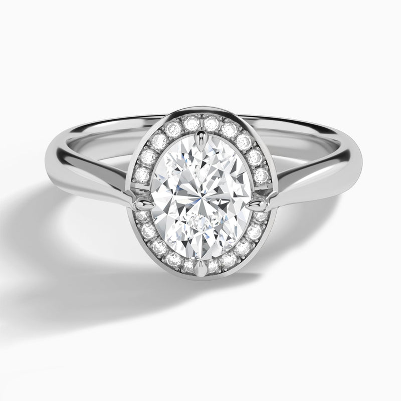 Oval Solaris Halo Lab Grown Diamond Engagement Ring In Platinum - Lucenjuri