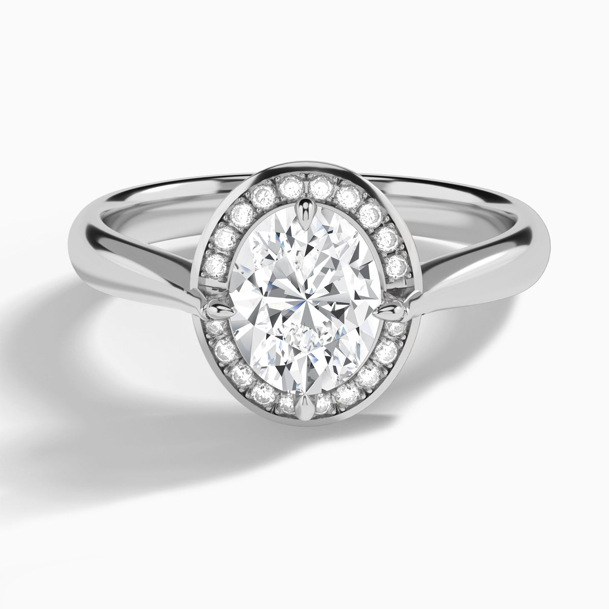 Oval Solaris Halo Lab Grown Diamond Engagement Ring In Platinum - Lucenjuri