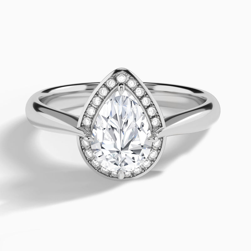 Pear Solaris Halo Lab Grown Diamond Engagement Ring In Platinum - Lucenjuri