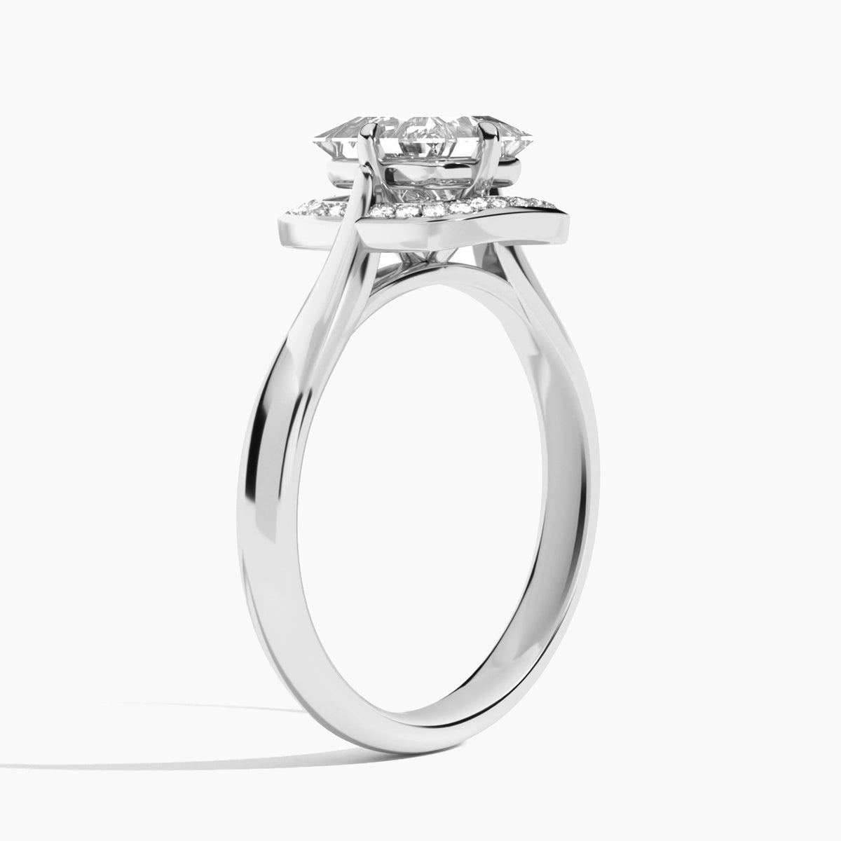 Princess Solaris Halo Lab Grown Diamond Engagement Ring In Platinum, Angle View