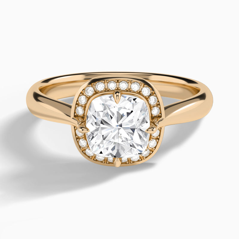 Cushion Solaris Halo Lab Grown Diamond Engagement Ring In 14K Rose Gold - Lucenjuri