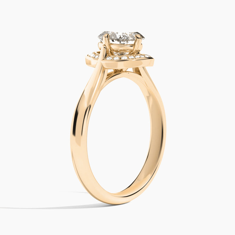 Cushion Solaris Halo Lab Grown Diamond Engagement Ring In 14K Rose Gold, Angle View