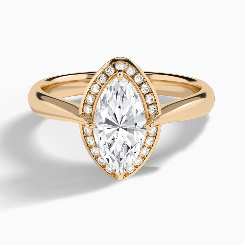 Marquise Solaris Halo Lab Grown Diamond Engagement Ring In 14K Rose Gold - Lucenjuri