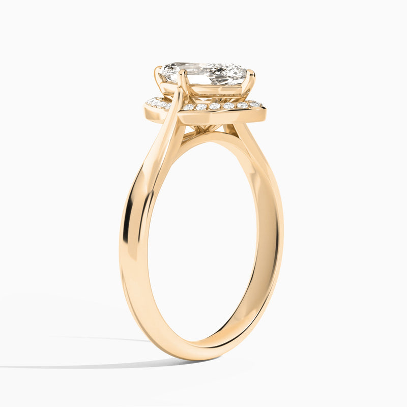 Marquise Solaris Halo Lab Grown Diamond Engagement Ring In 14K Rose Gold, Angle View
