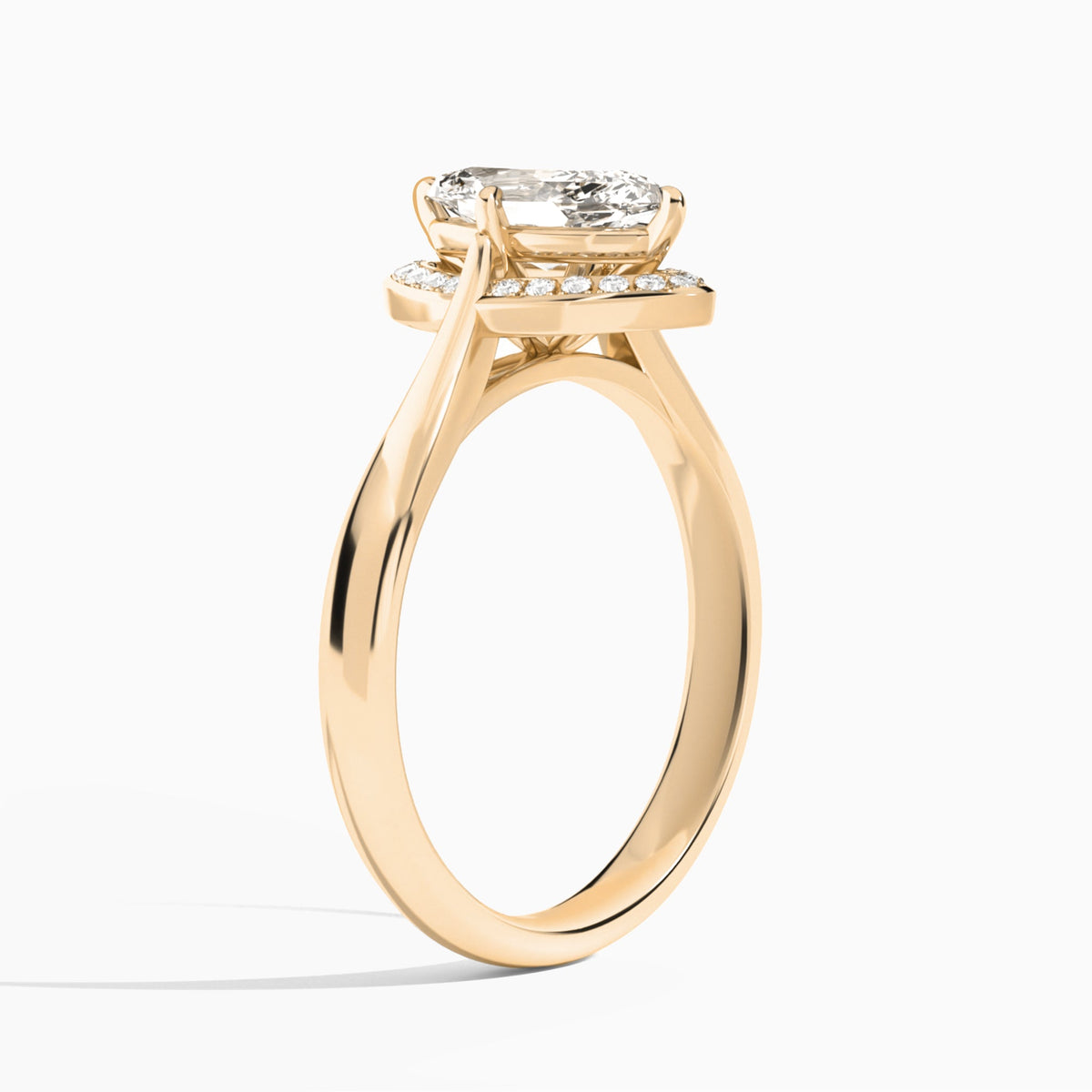 Marquise Solaris Halo Lab Grown Diamond Engagement Ring In 14K Rose Gold, Angle View