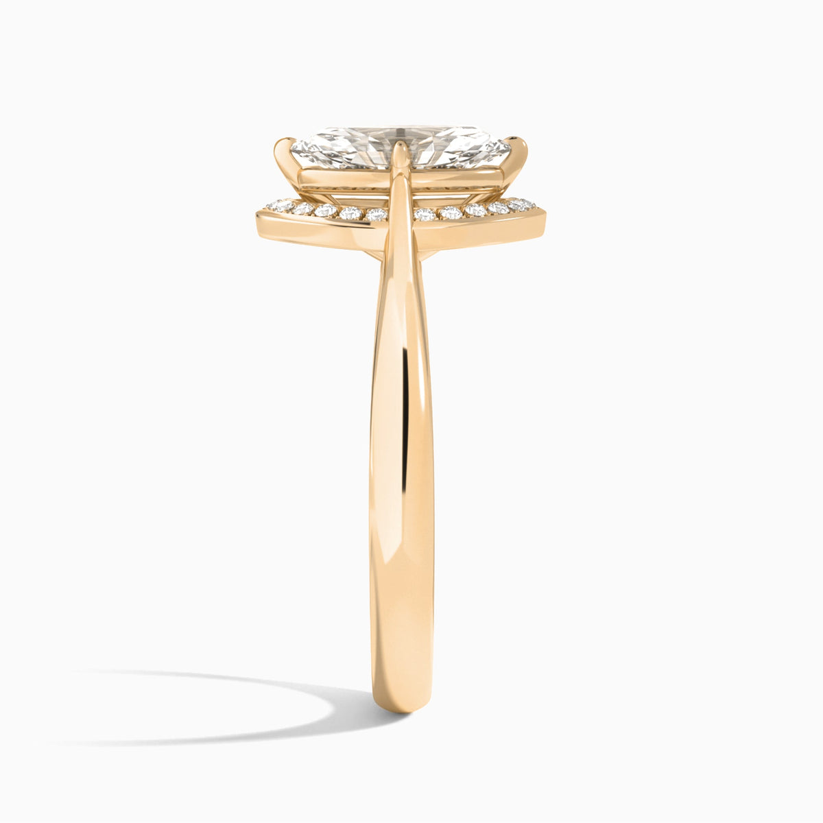 Marquise Solaris Halo Lab Grown Diamond Engagement Ring In 14K Rose Gold, Side View
