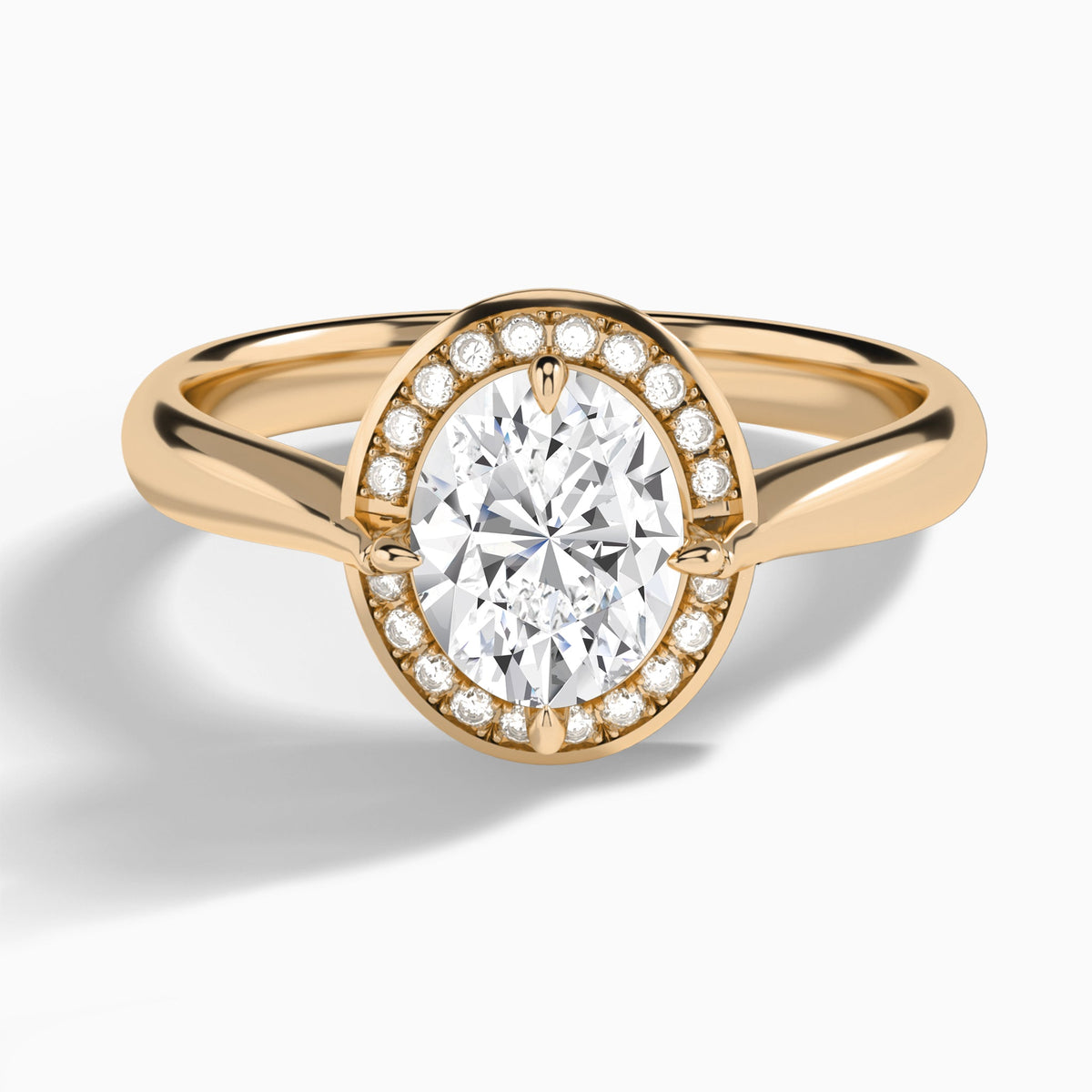 Oval Solaris Halo Lab Grown Diamond Engagement Ring In 14K Rose Gold - Lucenjuri