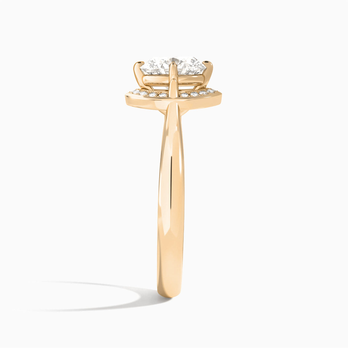 Oval Solaris Halo Lab Grown Diamond Engagement Ring In 14K Rose Gold, Side View