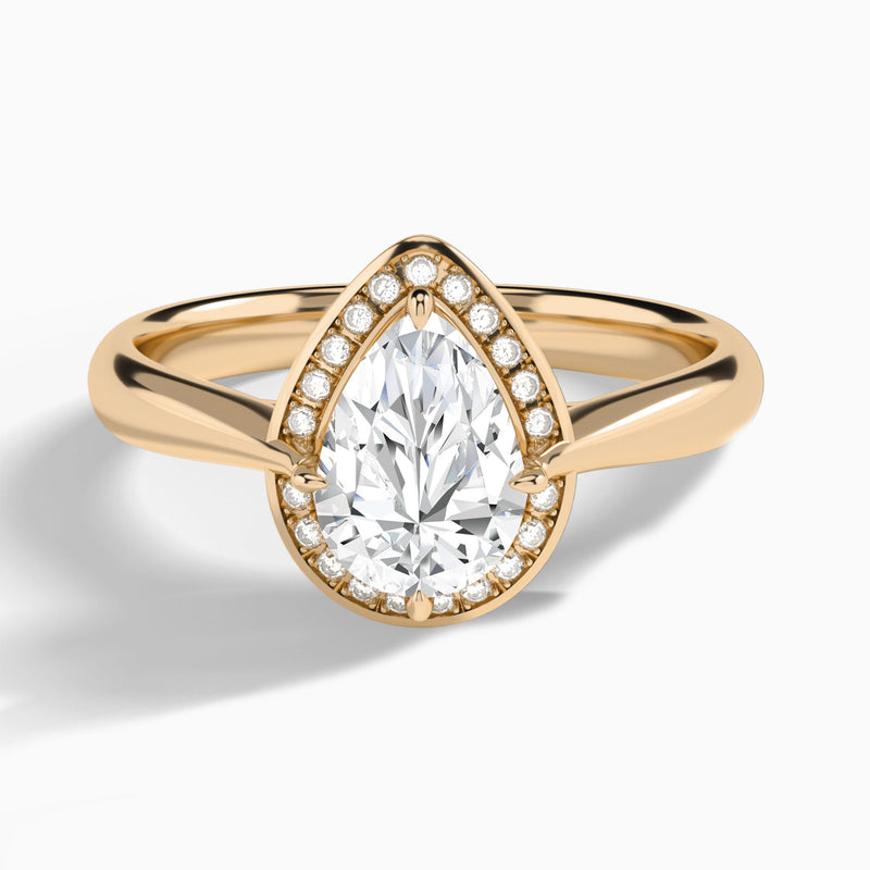 Pear Solaris Halo Lab Grown Diamond Engagement Ring In 14K Rose Gold - Lucenjuri
