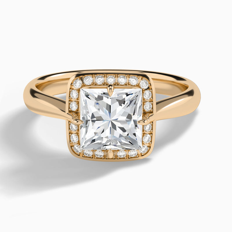 Princess Solaris Halo Lab Grown Diamond Engagement Ring In 14K Rose Gold - Lucenjuri
