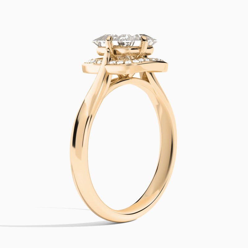 Princess Solaris Halo Lab Grown Diamond Engagement Ring In 14K Rose Gold, Angle View