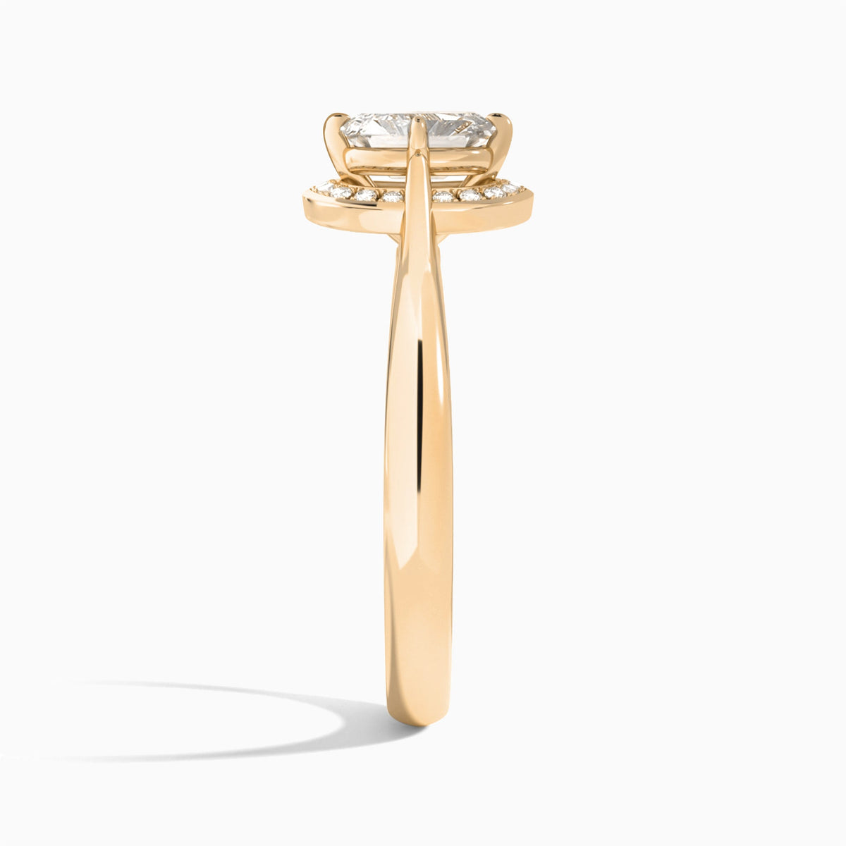 Radiant Solaris Halo Lab Grown Diamond Engagement Ring In 14K Rose Gold, Side View