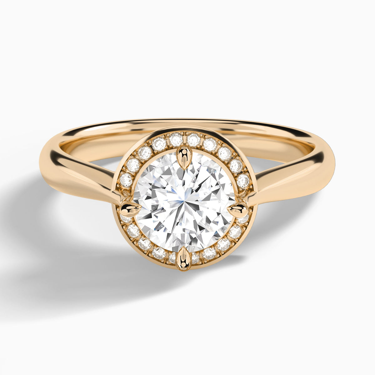 Round Solaris Halo Lab Grown Diamond Engagement Ring In 14K Rose Gold - Lucenjuri