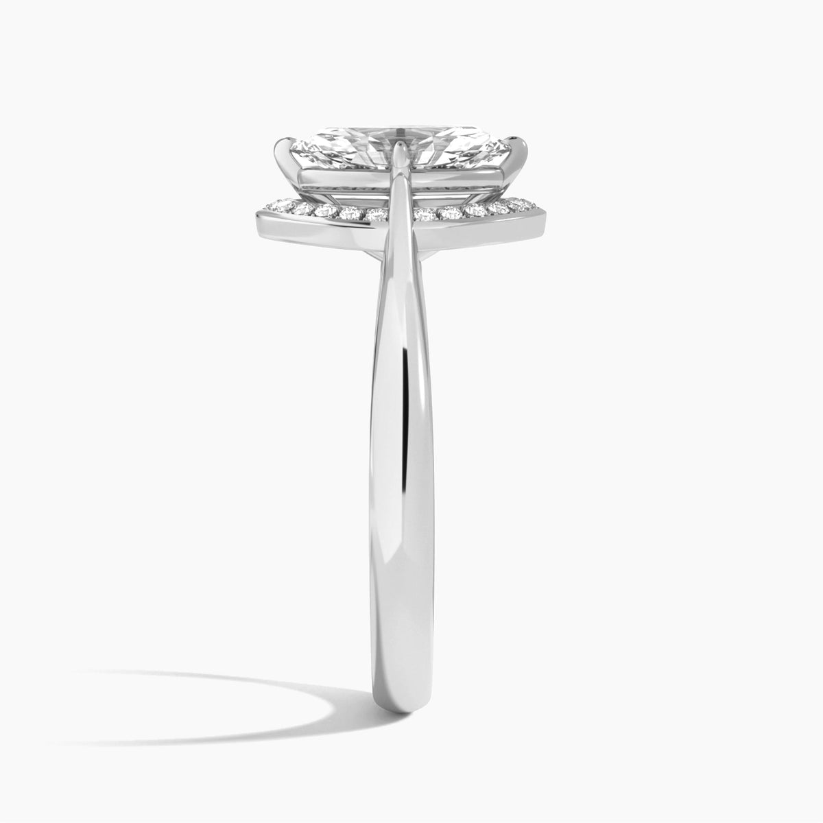 Marquise Solaris Halo Lab Grown Diamond Engagement Ring In 18K White Gold, Side View