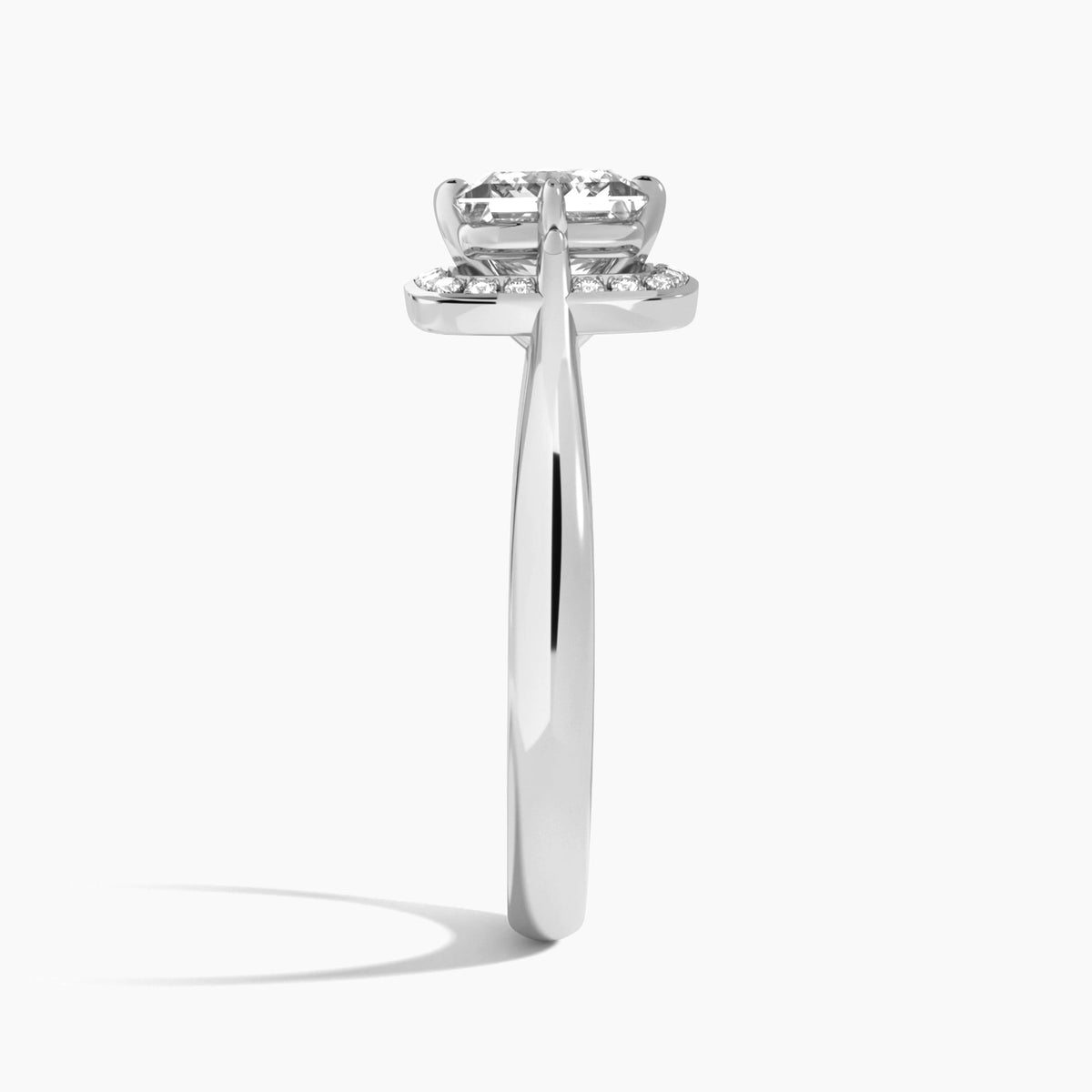 Princess Solaris Halo Lab Grown Diamond Engagement Ring In 14K White Gold, Side View