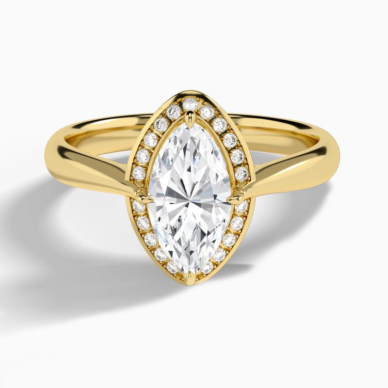 Marquise Solaris Halo Lab Grown Diamond Engagement Ring In 18K Yellow Gold - Lucenjuri
