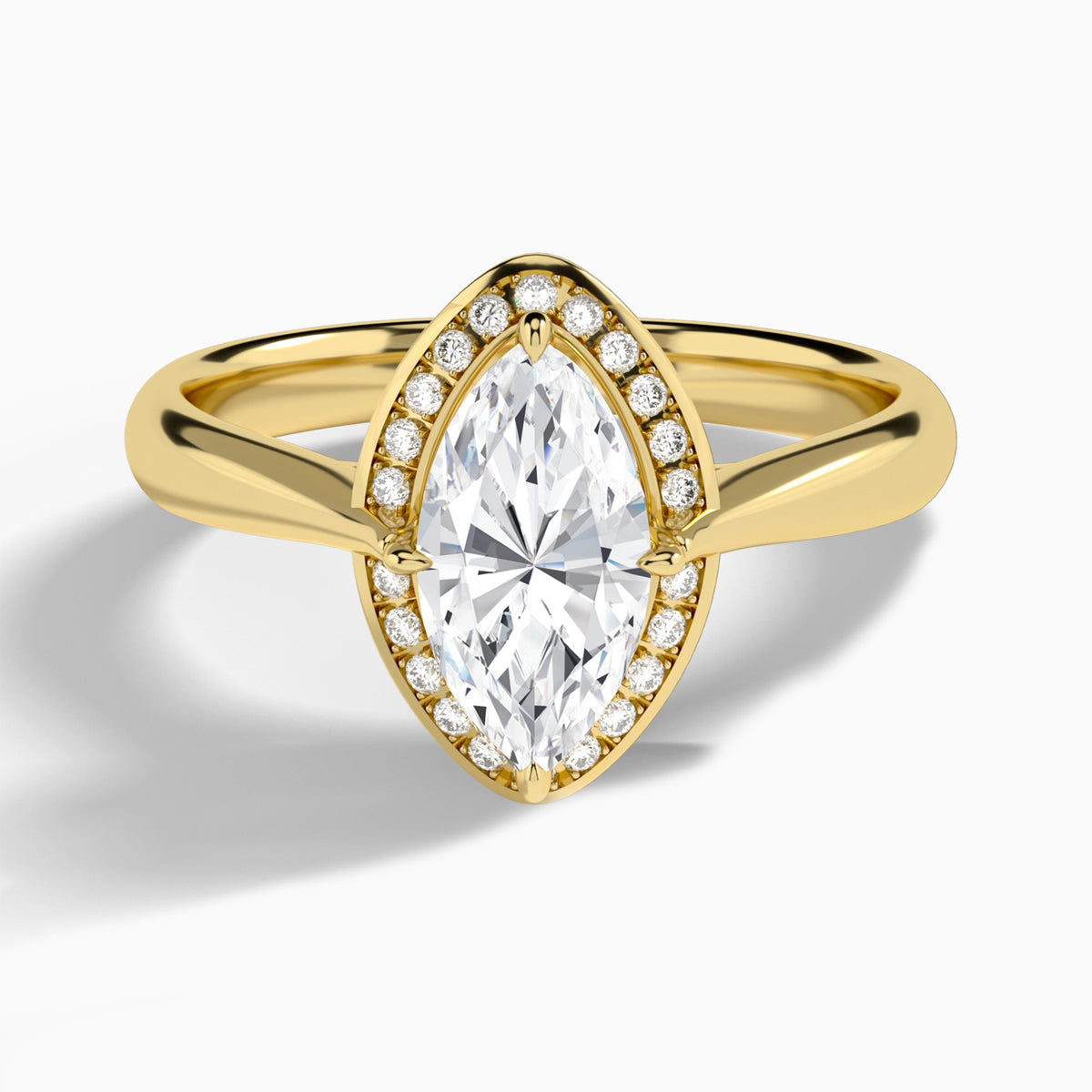 Marquise Solaris Halo Lab Grown Diamond Engagement Ring In 18K Yellow Gold - Lucenjuri