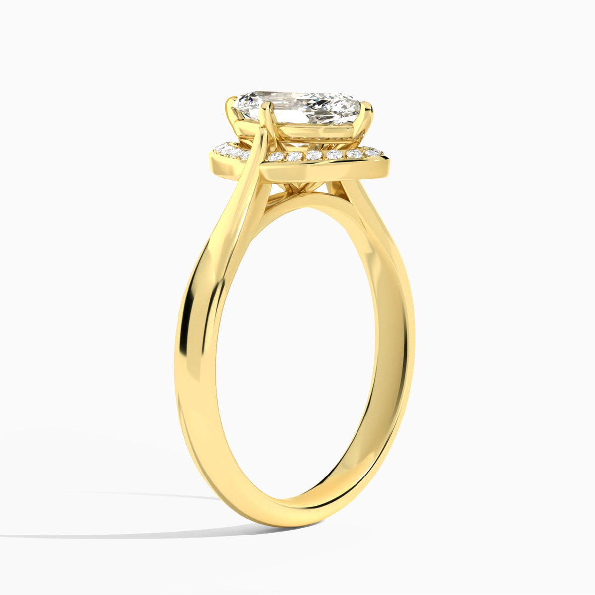 Marquise Solaris Halo Lab Grown Diamond Engagement Ring In 18K Yellow Gold, Angle View