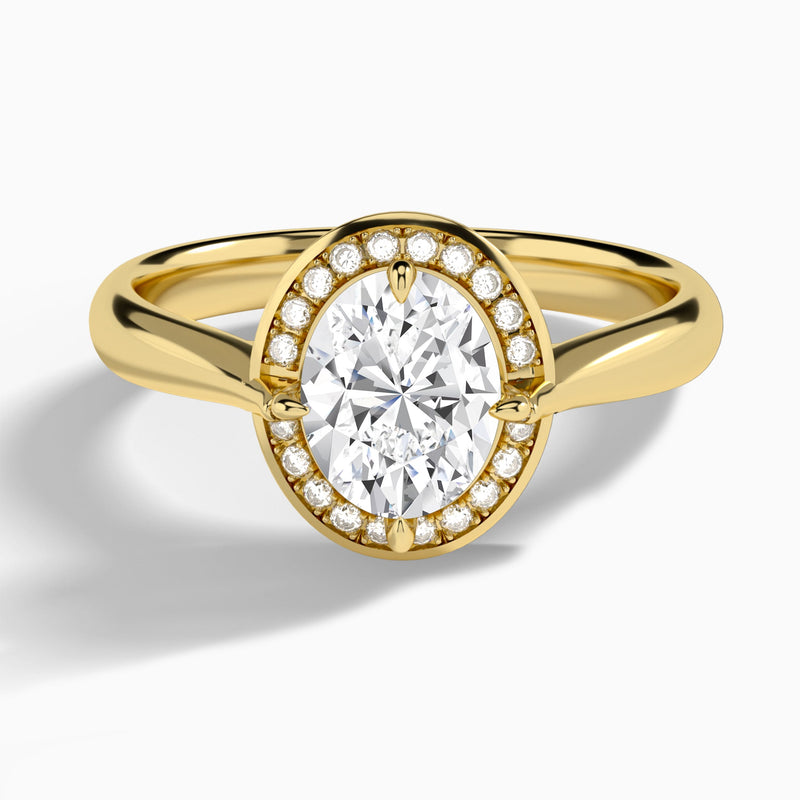 Oval Solaris Halo Lab Grown Diamond Engagement Ring In 18K Yellow Gold - Lucenjuri