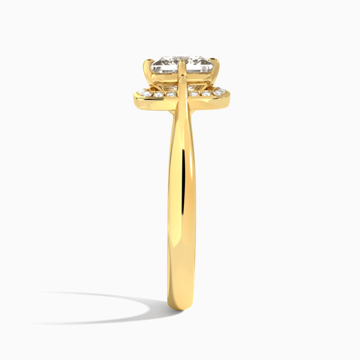 Princess Solaris Halo Lab Grown Diamond Engagement Ring In 18K Yellow Gold, Side View