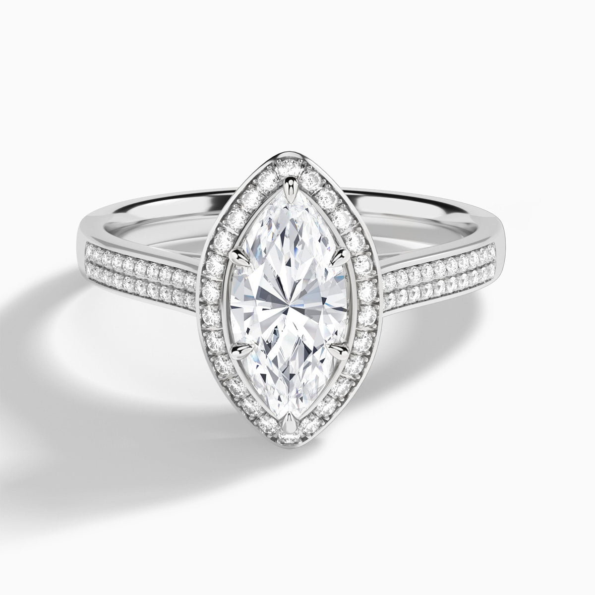 Marquise Double Halo Lab Grown Diamond Engagement Ring In Platinum - Lucenjuri