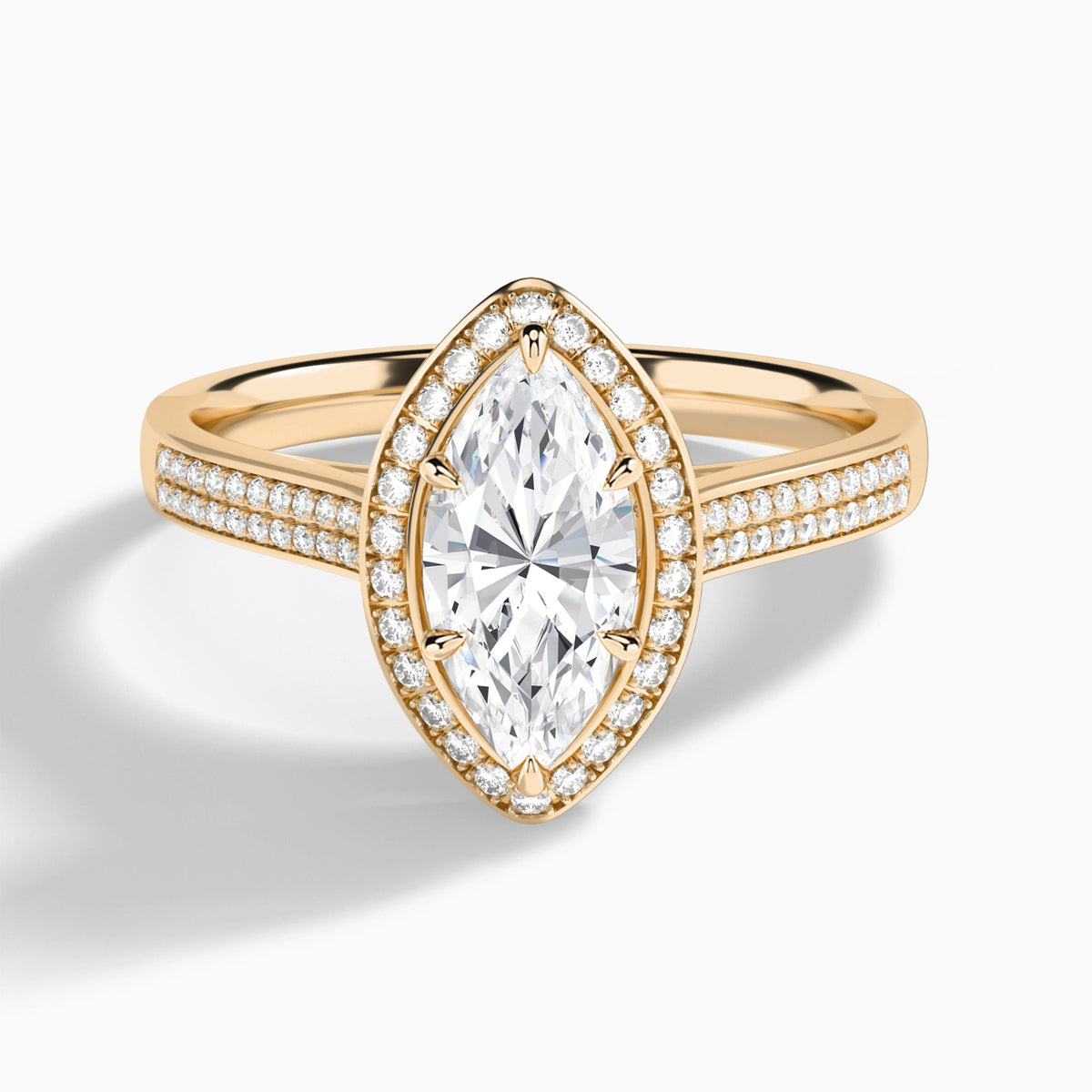 Marquise Double Halo Lab Grown Diamond Engagement Ring In 14K Rose Gold - Lucenjuri