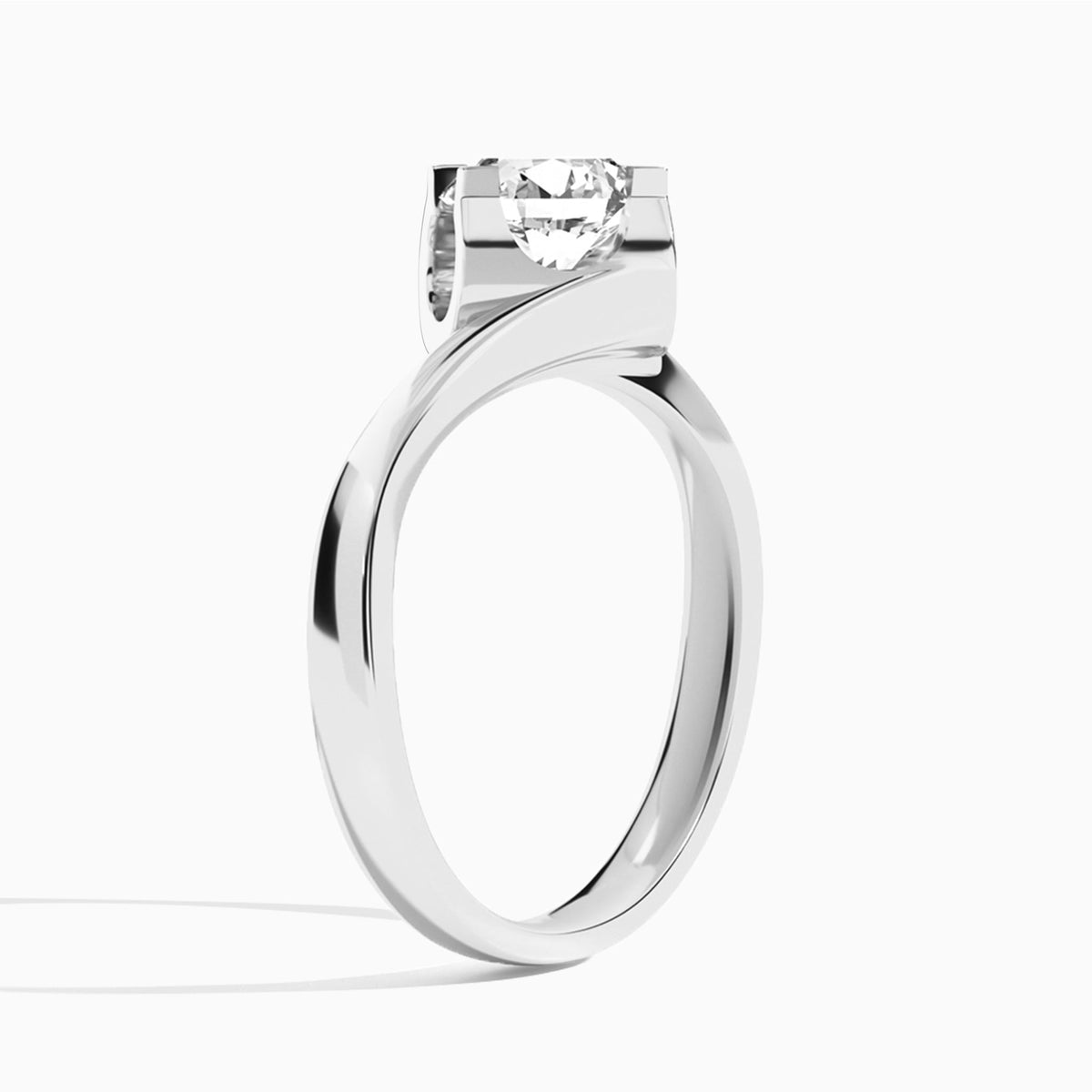 Round Ivy Lab Grown Diamond Engagement Ring In Platinum, Angle View