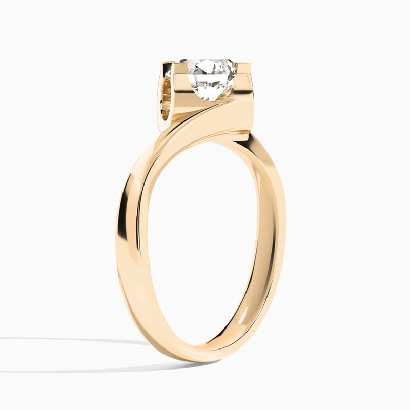 Round Ivy Lab Grown Diamond Engagement Ring In 14K Rose Gold, Angle View