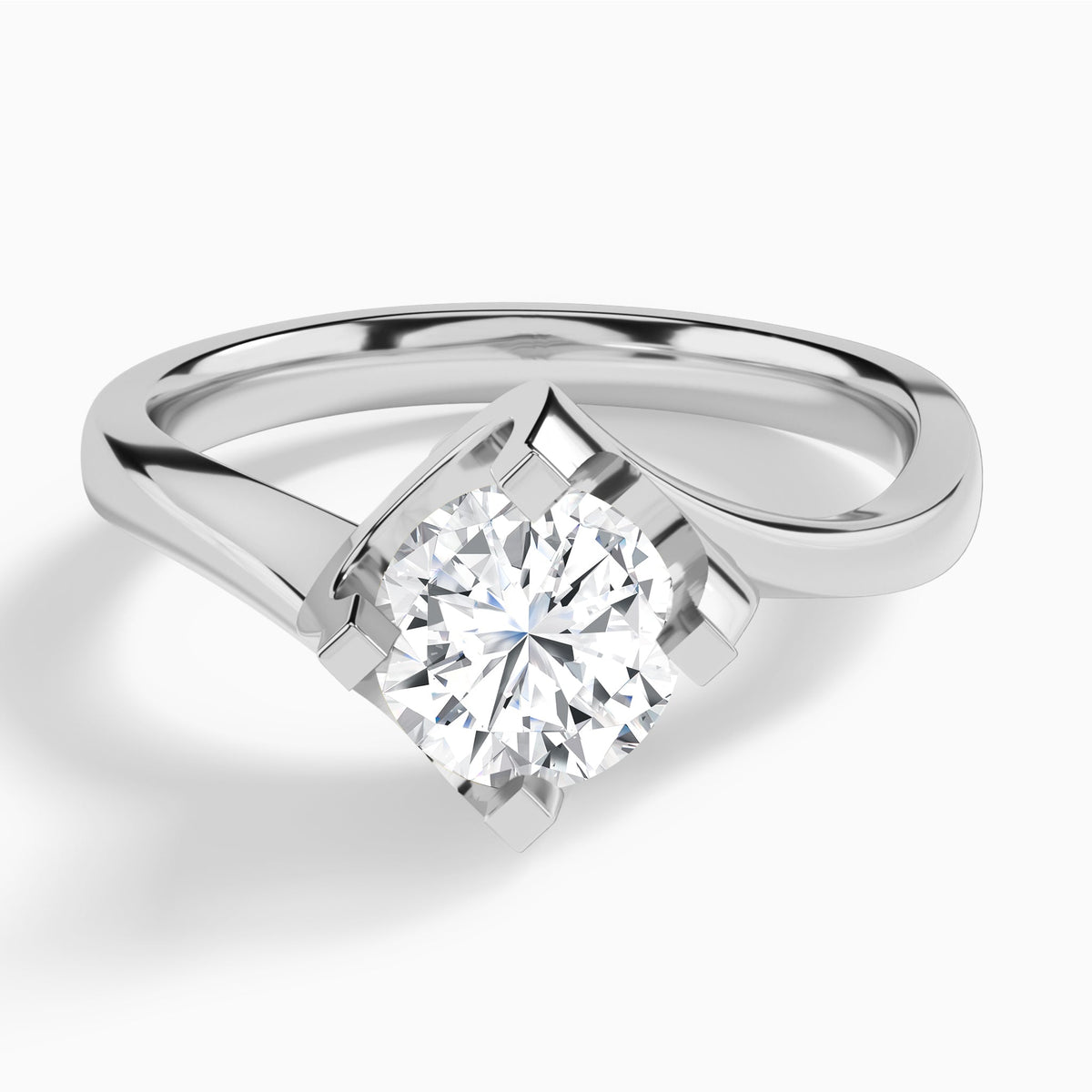 Round Ivy Lab Grown Diamond Engagement Ring In 18K White Gold - Lucenjuri