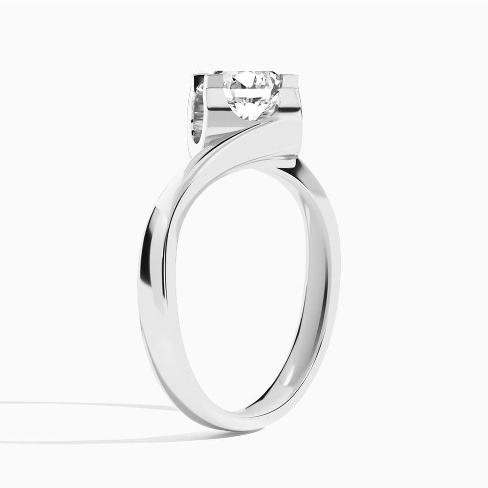 Round Ivy Lab Grown Diamond Engagement Ring In 14K White Gold, Angle View