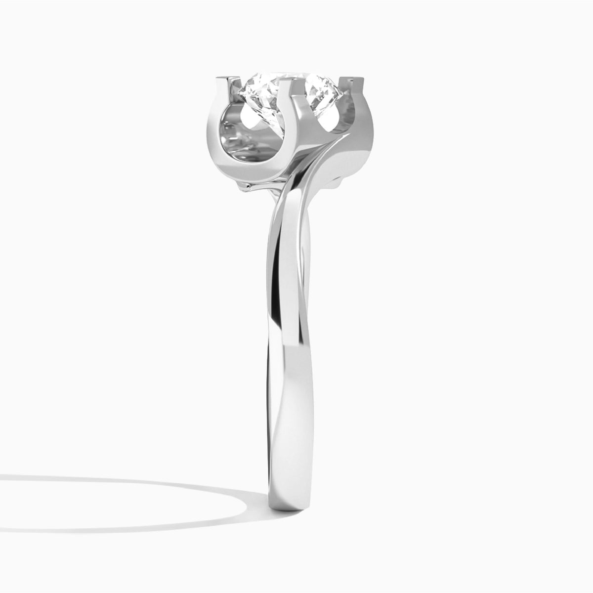 Round Ivy Lab Grown Diamond Engagement Ring In 14K White Gold, Side View