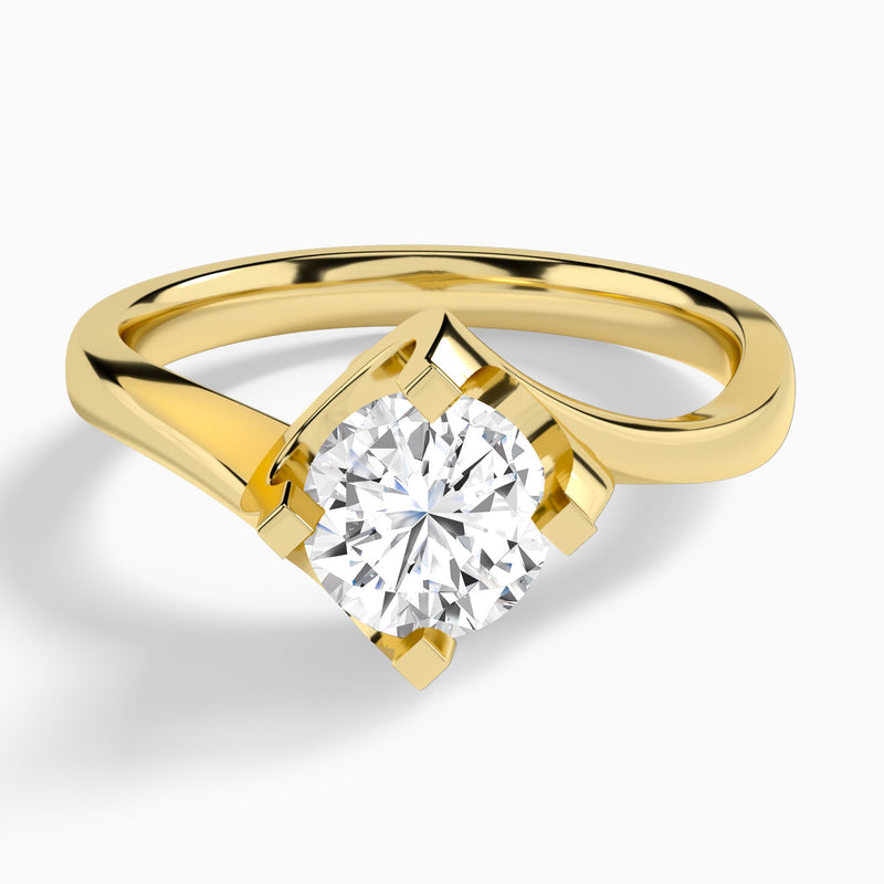 Round Ivy Lab Grown Diamond Engagement Ring In 18K Yellow Gold - Lucenjuri
