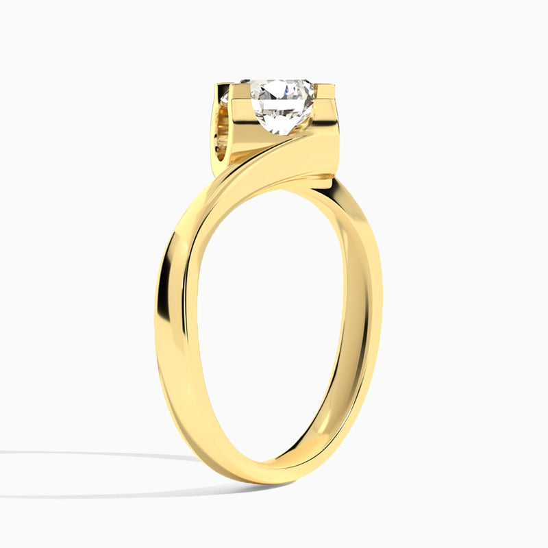Round Ivy Lab Grown Diamond Engagement Ring In 14K Yellow Gold, Angle View