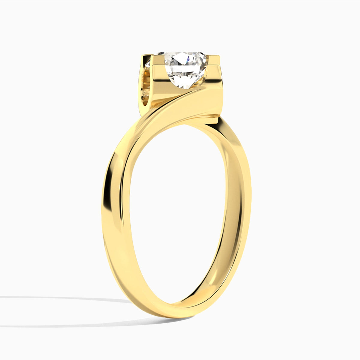 Round Ivy Lab Grown Diamond Engagement Ring In 14K Yellow Gold, Angle View