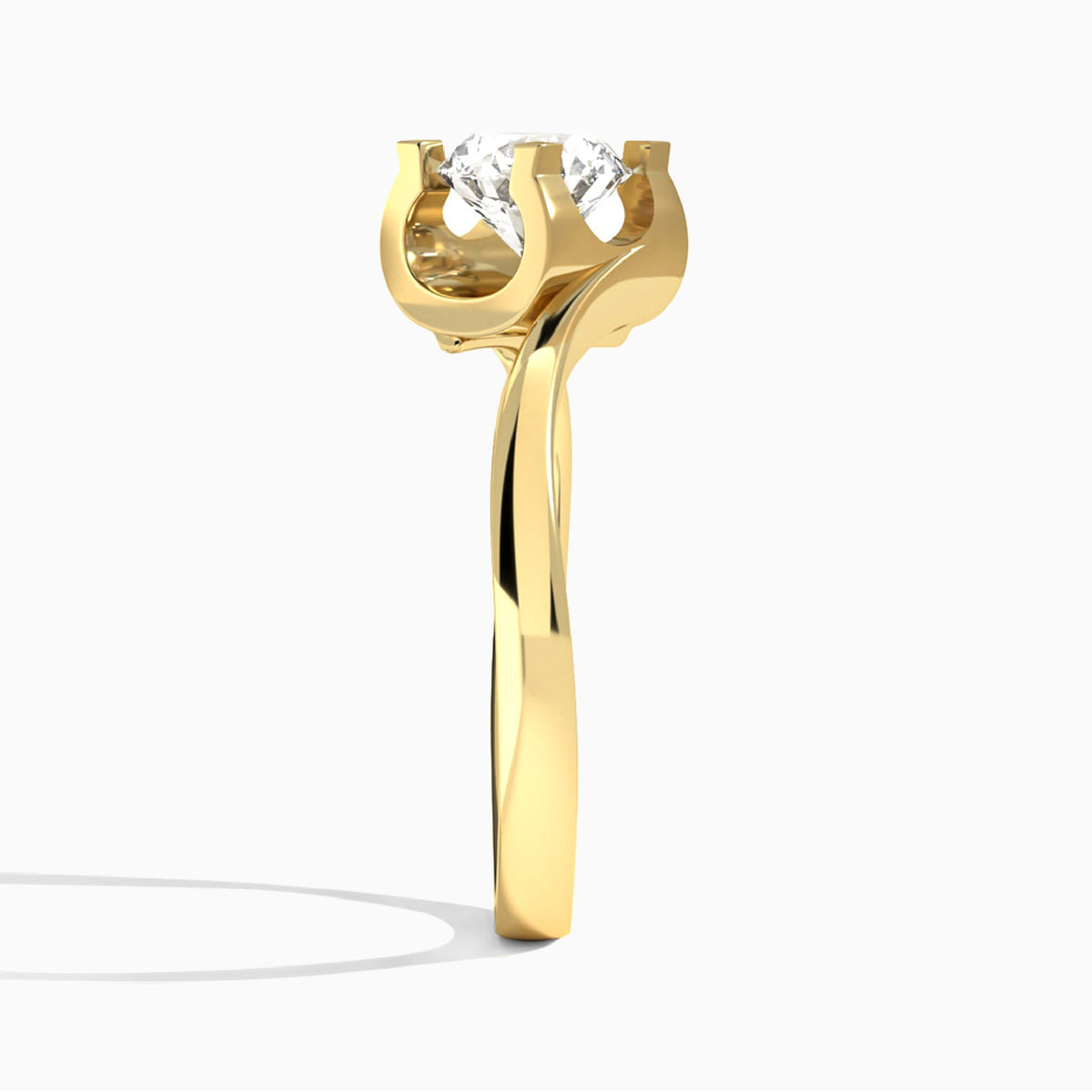 Round Ivy Lab Grown Diamond Engagement Ring In 14K Yellow Gold, Side View