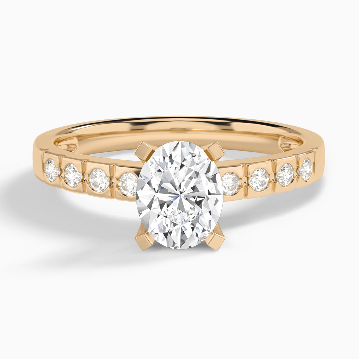 Oval Luxe Hazel Lab Grown Diamond Engagement Ring In 14K Rose Gold - Lucenjuri