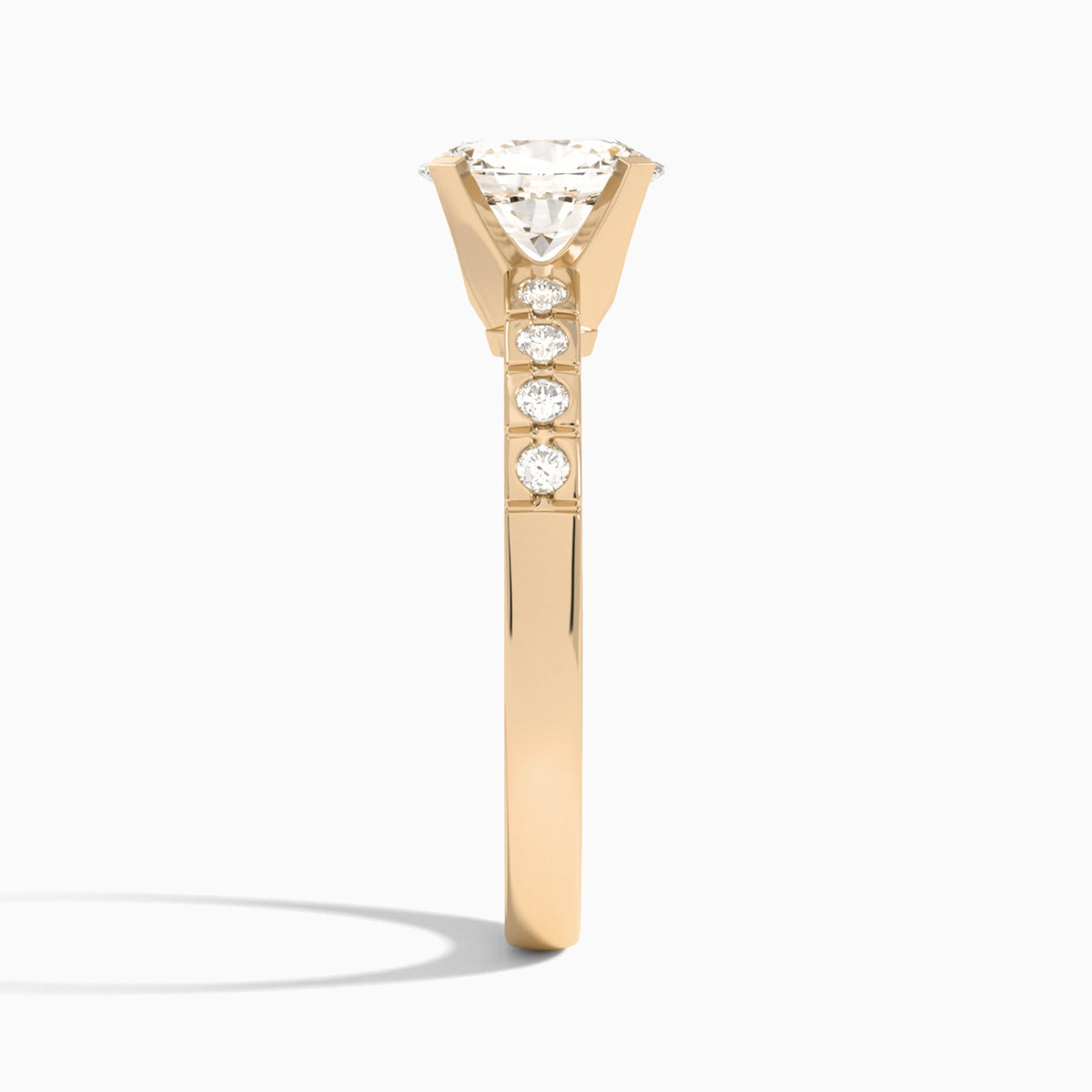 Oval Luxe Hazel Lab Grown Diamond Engagement Ring In 14K Rose Gold, Side View