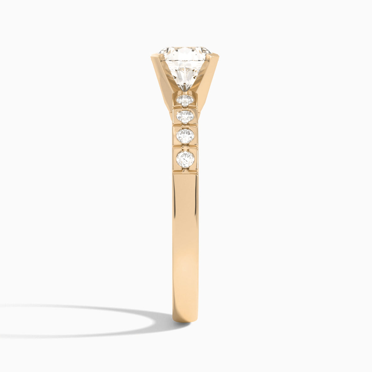 Round Luxe Hazel Lab Grown Diamond Engagement Ring In 14K Rose Gold, Side View