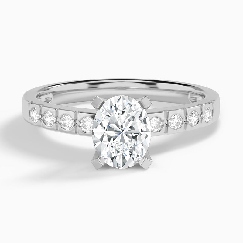 Oval Luxe Hazel Lab Grown Diamond Engagement Ring In 14K White Gold - Lucenjuri