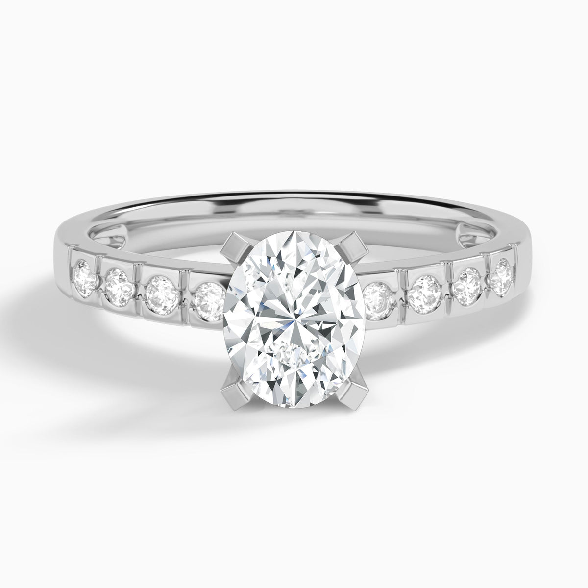 Oval Luxe Hazel Lab Grown Diamond Engagement Ring In 14K White Gold - Lucenjuri