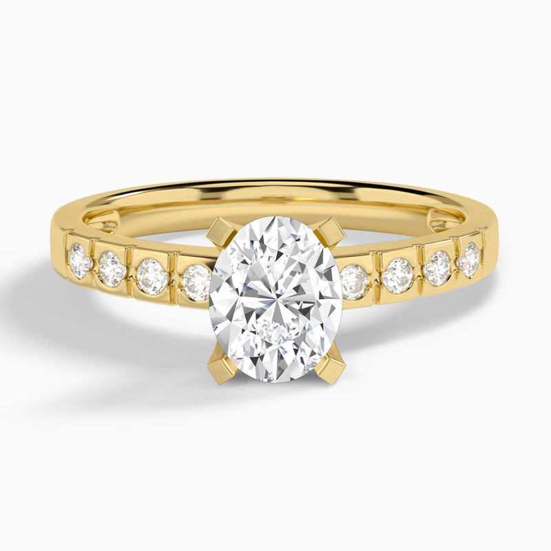 Oval Luxe Hazel Lab Grown Diamond Engagement Ring In 18K Yellow Gold - Lucenjuri