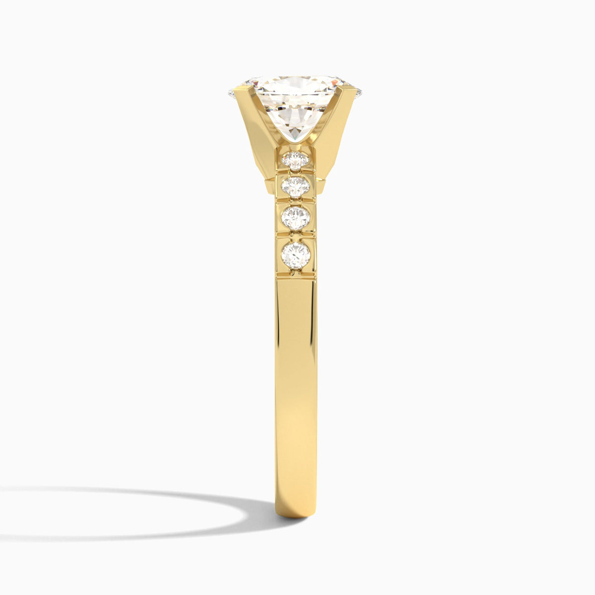 Oval Luxe Hazel Lab Grown Diamond Engagement Ring In 14K Yellow Gold, Side View