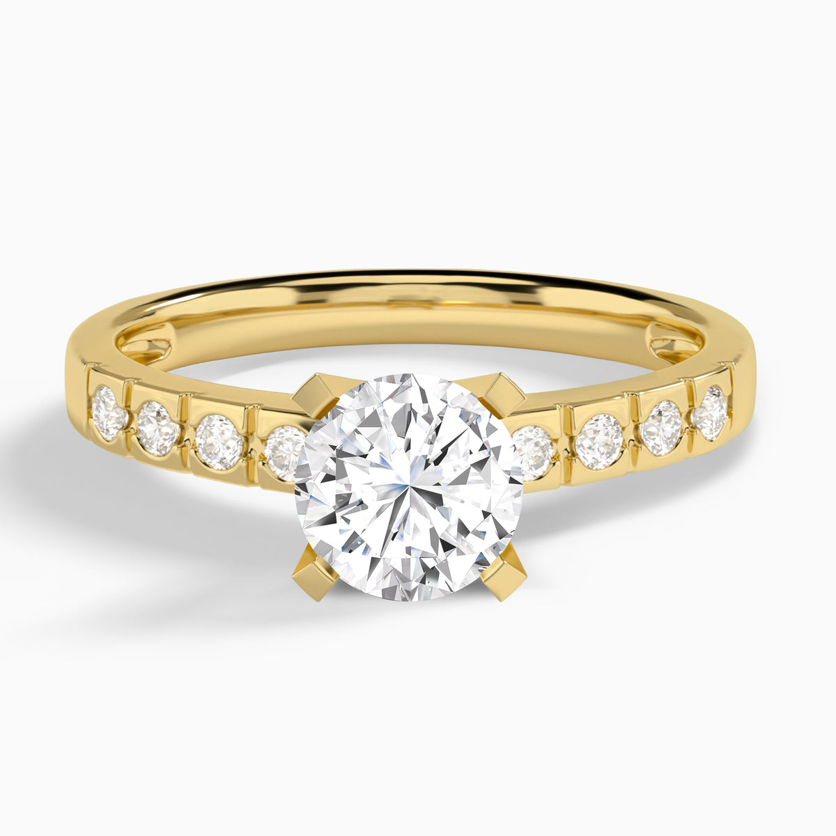 Round Luxe Hazel Lab Grown Diamond Engagement Ring In 18K Yellow Gold - Lucenjuri