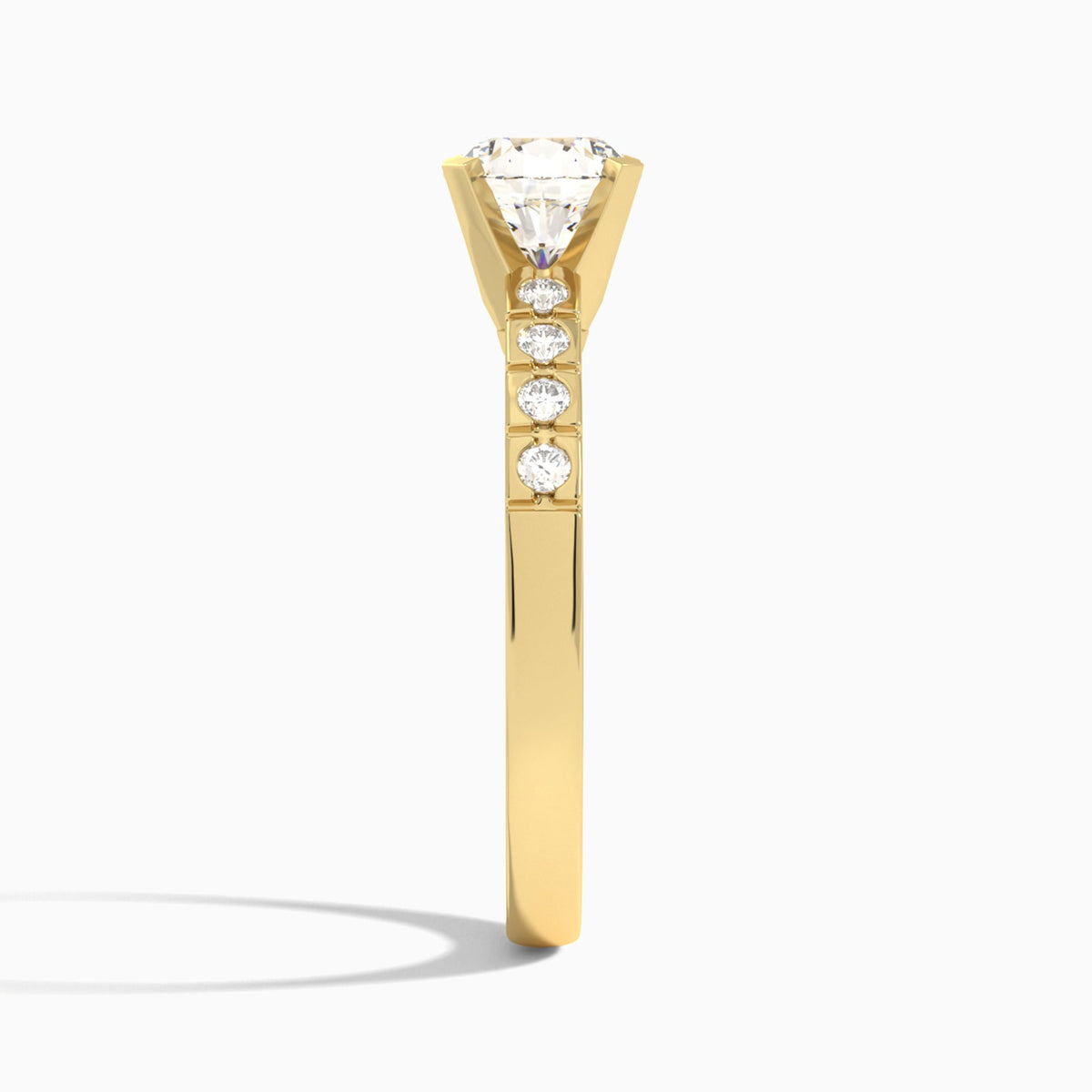 Round Luxe Hazel Lab Grown Diamond Engagement Ring In 14K Yellow Gold, Side View