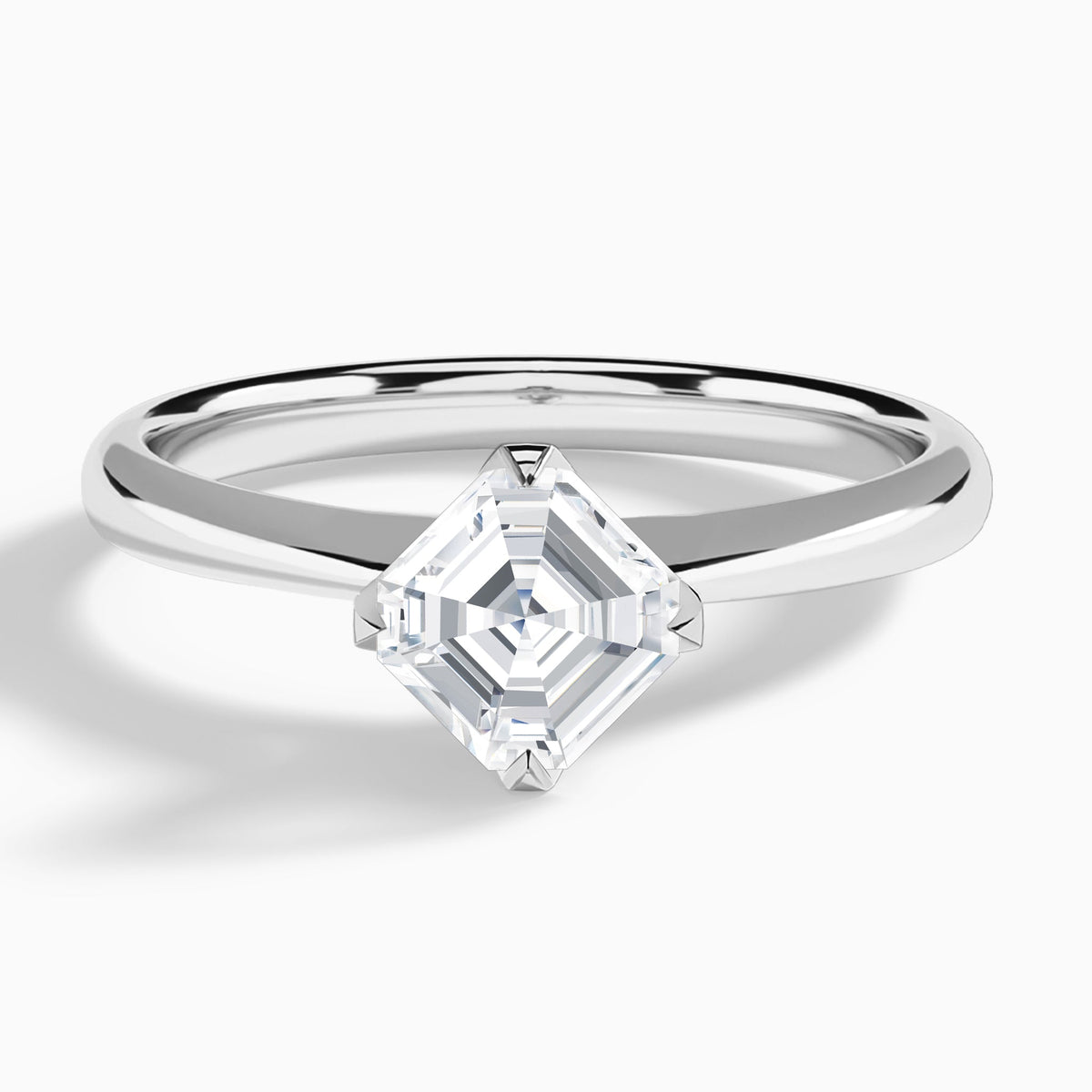 Asscher Petal Four-Prong Lab Diamond Engagement Ring In Platinum - Lucenjuri