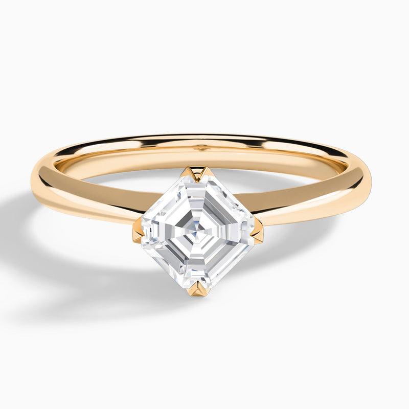Asscher Petal Four-Prong Lab Diamond Engagement Ring In 14K Rose Gold - Lucenjuri