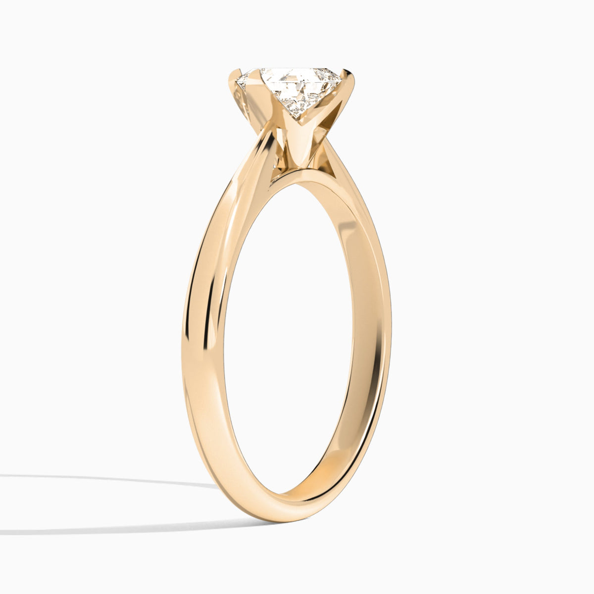 Asscher Petal Four-Prong Lab Diamond Engagement Ring In 14K Rose Gold, Angle View