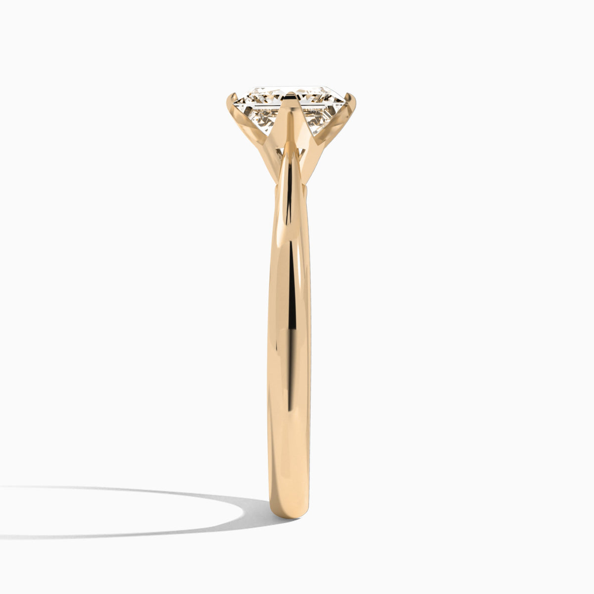 Princess Petal Four-Prong Lab Diamond Engagement Ring In 14K Rose Gold, Side View
