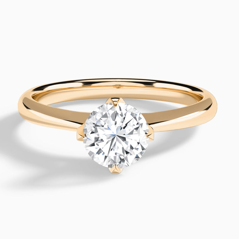 Round Petal Four-Prong Lab Diamond Engagement Ring In 14K Rose Gold - Lucenjuri